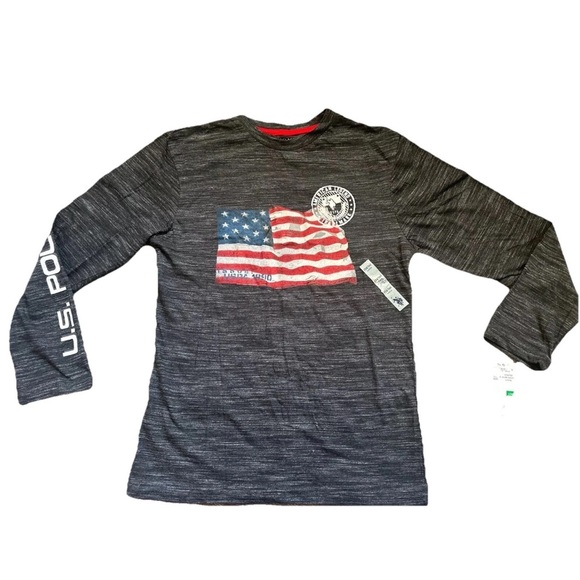 Boys Long Sleeve T-Shirt  Kids Boys Size Large 14-16 Dark Gray U.S. Polo Assn. - Picture 1 of 9